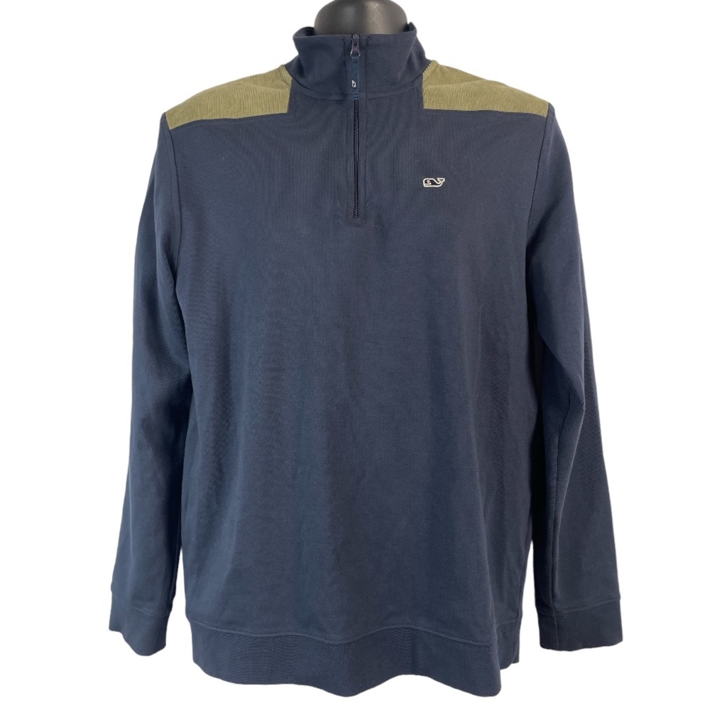 Vineyard Vines 1/4 Zip Courdory Trim Long Sleeve Size Medium